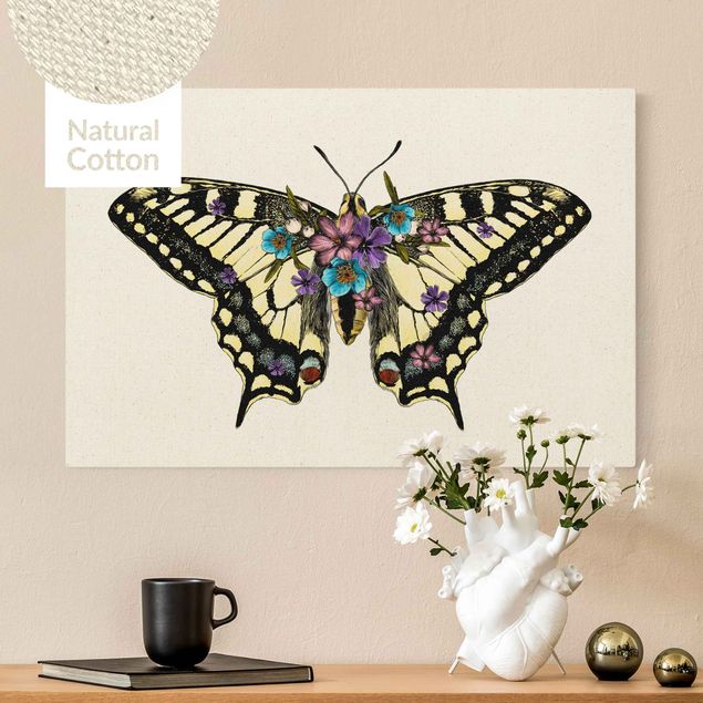Billeder på lærred sommerfugle Illustration Floral Swallowtail