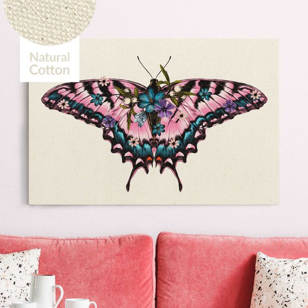 Billeder på lærred sommerfugle Illustration Floral Tiger Swallowtail
