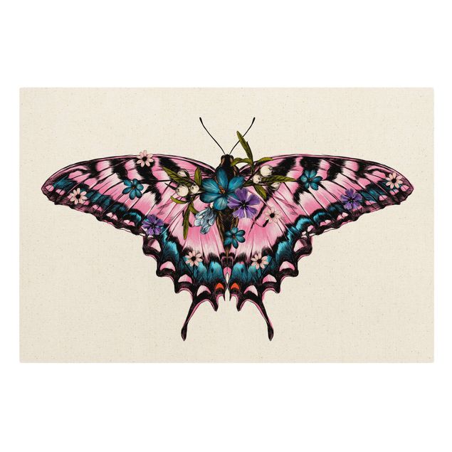Billeder på lærred dyr Illustration Floral Tiger Swallowtail