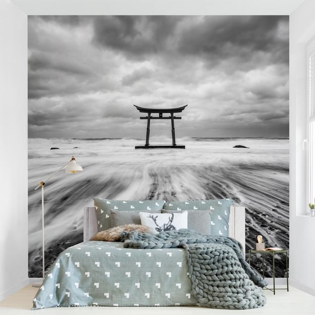 Fototapet arkitektur og skyline Japanese Torii In The Ocean