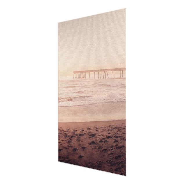 Glasbilleder strande California Crescent Shaped Shore