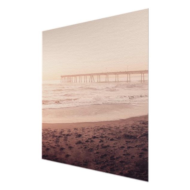 Glasbilleder strande California Crescent Shaped Shore