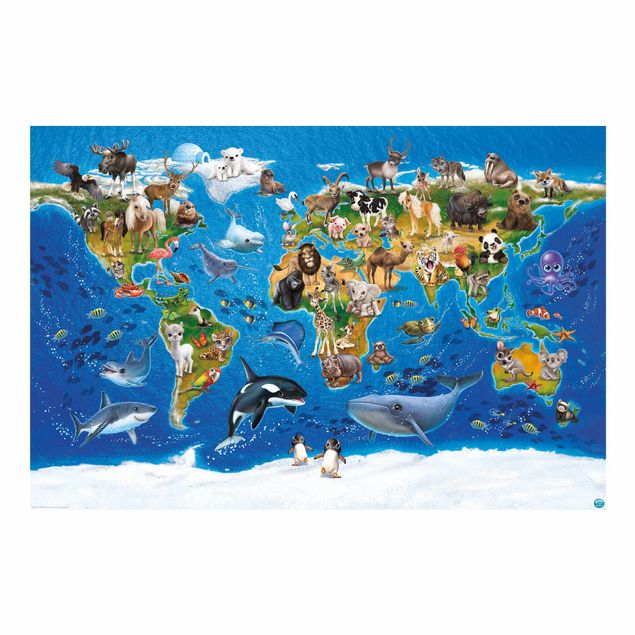 Tapet Animal Club International - World Map With Animals