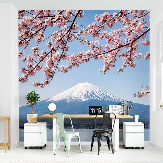 køkken dekorationer Cherry Blossoms With Mt. Fuji