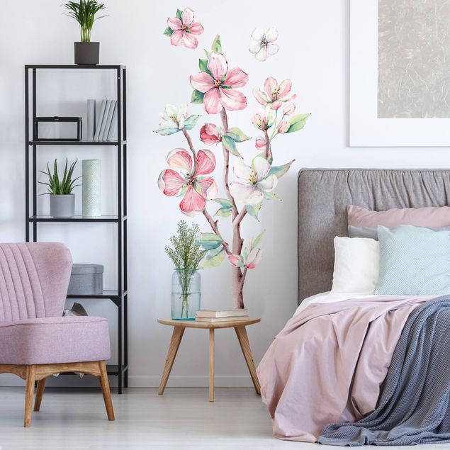 Wallstickers blomster Cherry blossom branch watercolor