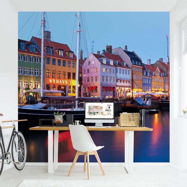 Moderne tapet Copenhagen Harbor In The Evening
