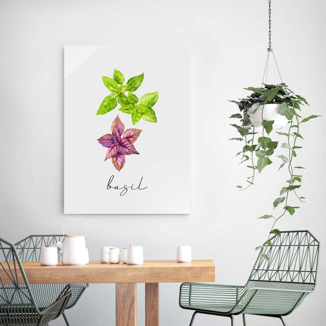 Glasbilleder blomster Herbs Illustration Basil