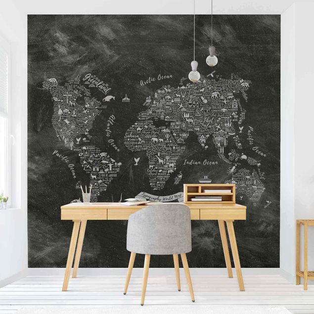 Verdenskort tapet Chalk Typography World Map