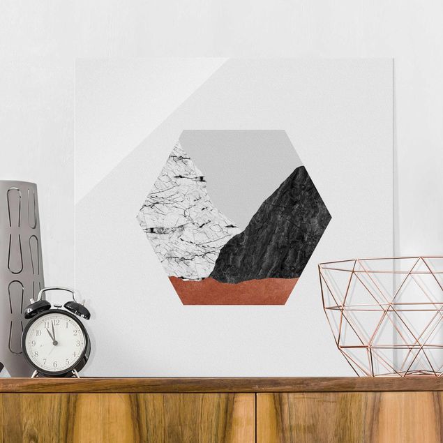Glasbilleder bjerge Copper Mountains Hexagonal Geometry
