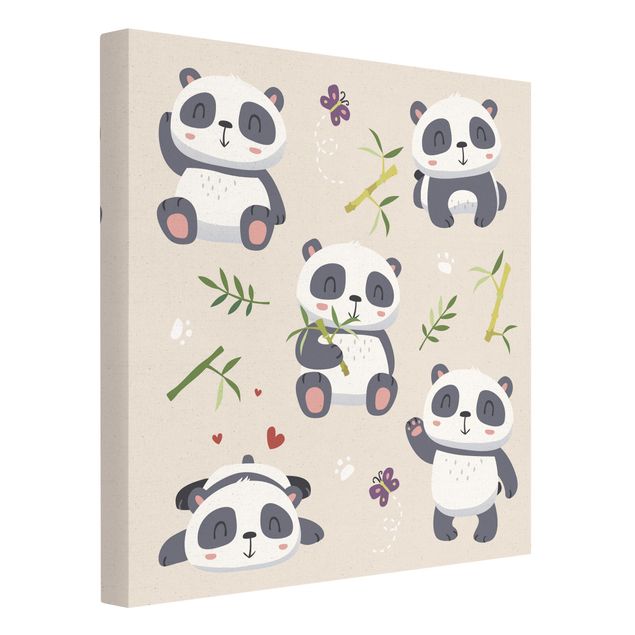 Lærredsbilleder Cuddly Pandas