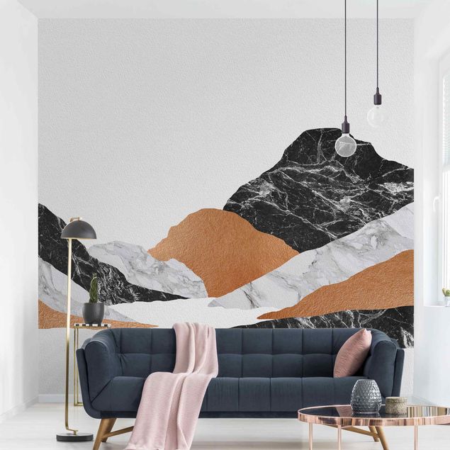 Moderne tapet Landscape In Marble And Copper II