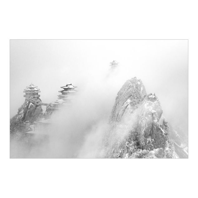 Tapet Laojun Mountains In China Black And White