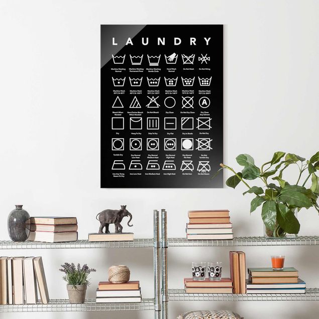 Glasbilleder ordsprog Laundry Symbols Black And White