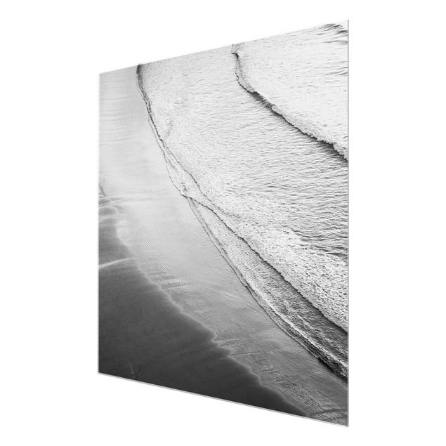 Glasbilleder sort og hvid Soft Waves On The Beach Black And White
