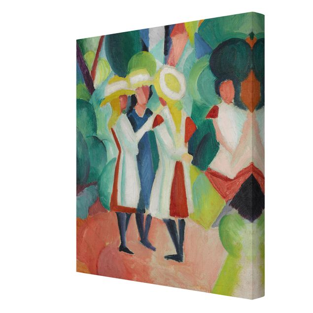 Billeder på lærred abstrakt August Macke - Three Girls in yellow Straw Hats