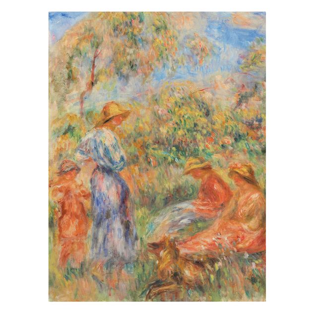 Billeder på lærred kunsttryk Auguste Renoir - Three Women and Child in a Landscape