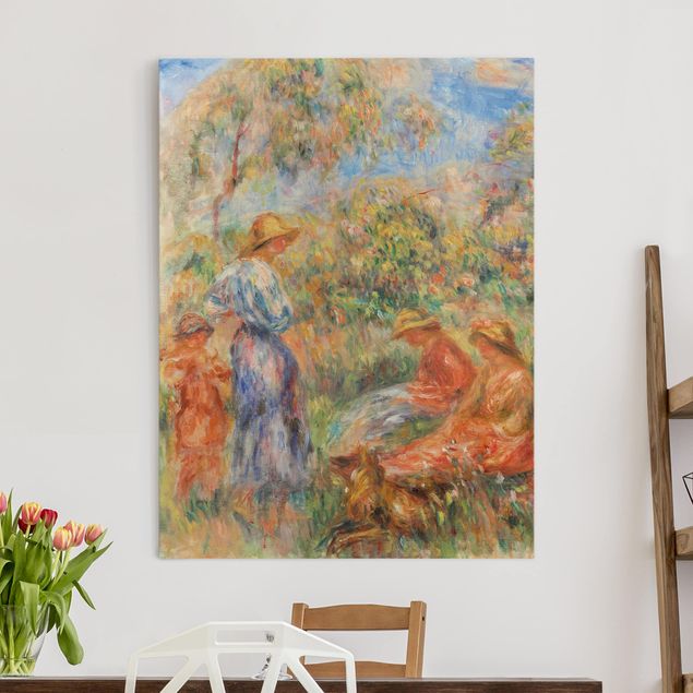køkken dekorationer Auguste Renoir - Three Women and Child in a Landscape
