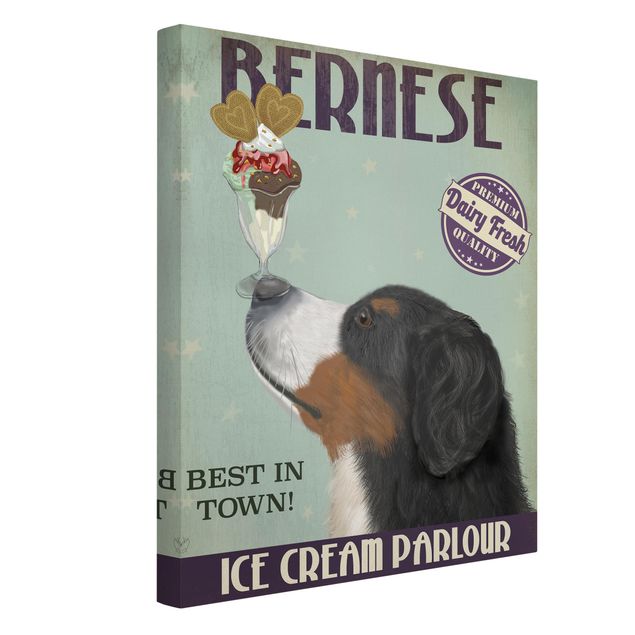 Billeder på lærred ordsprog Bernese Mountain Dog With Ice