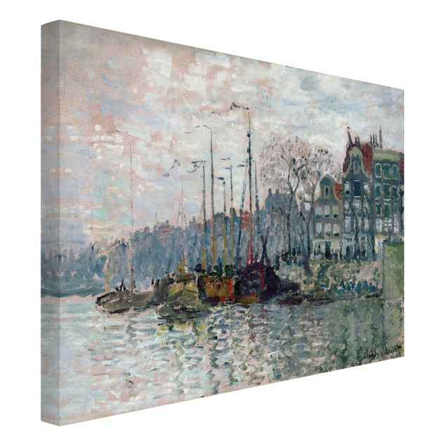 Billeder på lærred arkitektur og skyline Claude Monet - View Of The Prins Hendrikkade And The Kromme Waal In Amsterdam