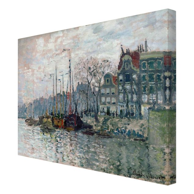 Billeder på lærred kunsttryk Claude Monet - View Of The Prins Hendrikkade And The Kromme Waal In Amsterdam