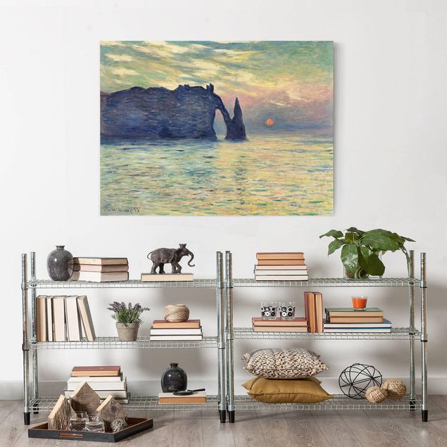 Kunst stilarter impressionisme Claude Monet - The Cliff, Étretat, Sunset