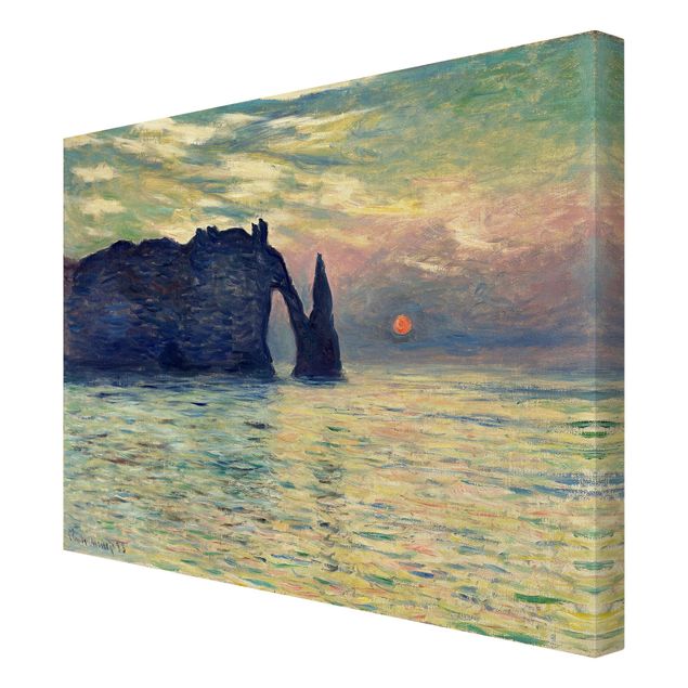Billeder landskaber Claude Monet - The Cliff, Étretat, Sunset