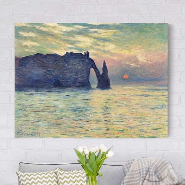 køkken dekorationer Claude Monet - The Cliff, Étretat, Sunset