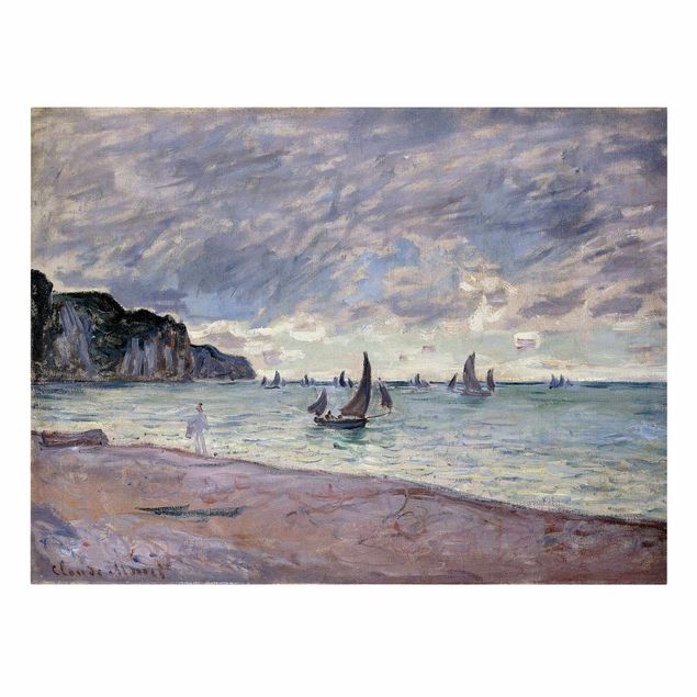 Billeder landskaber Claude Monet - Fishing Boats In Front Of The Beach And Cliffs Of Pourville