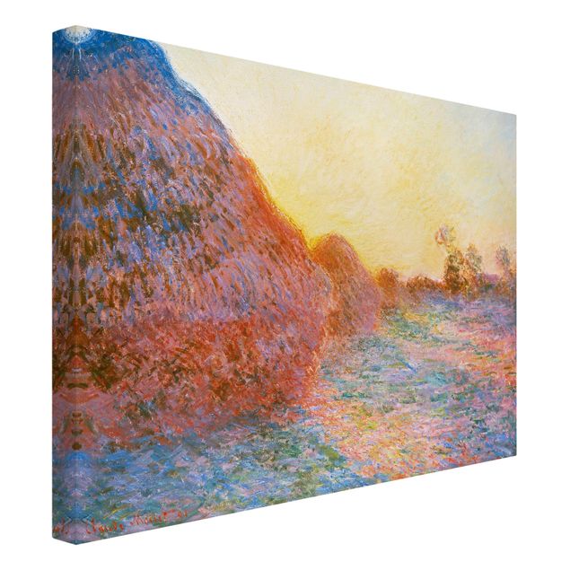 Billeder på lærred solnedgange Claude Monet - Haystack In Sunlight