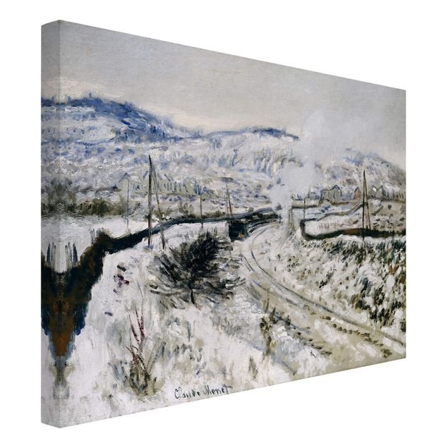 Billeder på lærred bjerge Claude Monet - Train In The Snow At Argenteuil