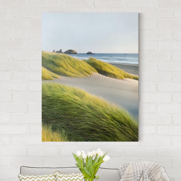 Billeder på lærred græs Dunes And Grasses At The Sea