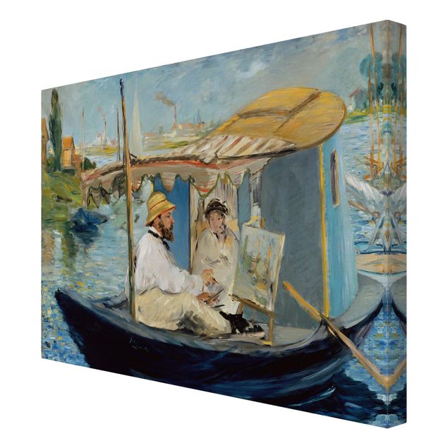 Billeder kunsttryk Edouard Manet - Claude Monet Painting On His Studio Boat