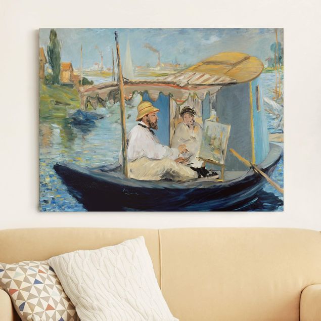 Kunst stilarter impressionisme Edouard Manet - Claude Monet Painting On His Studio Boat