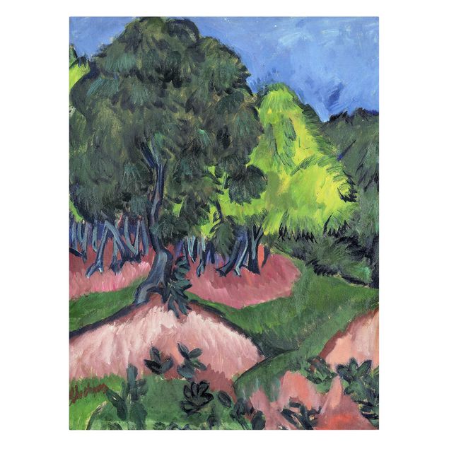 Billeder på lærred kunsttryk Ernst Ludwig Kirchner - Landscape with Chestnut Tree