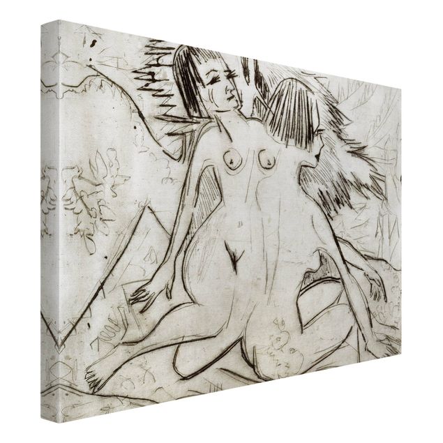 Billeder på lærred kunsttryk Ernst Ludwig Kirchner - Two Young Nudes