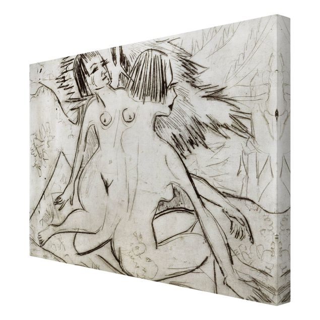 Billeder sort og hvid Ernst Ludwig Kirchner - Two Young Nudes