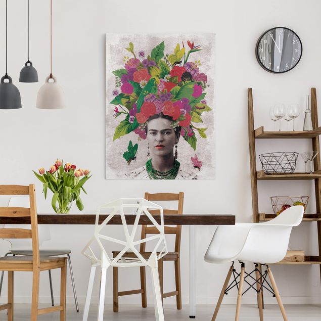 Billeder på lærred blomster Frida Kahlo - Flower Portrait