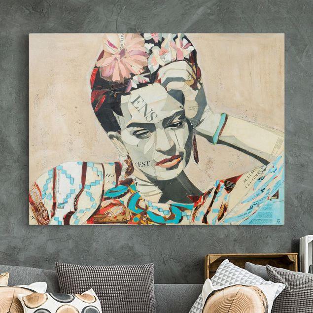 Billeder på lærred kunsttryk Frida Kahlo - Collage No.1