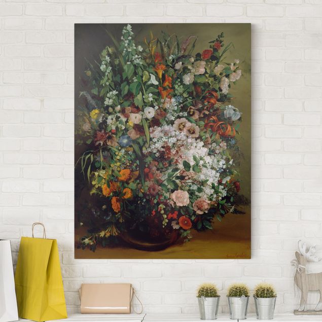 Billeder valmuer Gustave Courbet - Bouquet of Flowers in a Vase
