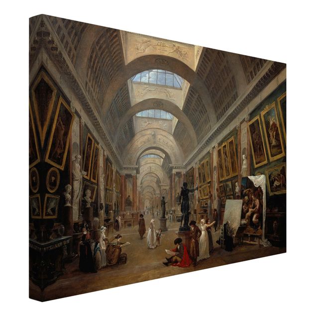 Billeder på lærred kunsttryk Hubert Robert - The Equipment Project For The Large Gallery Of The Louvre