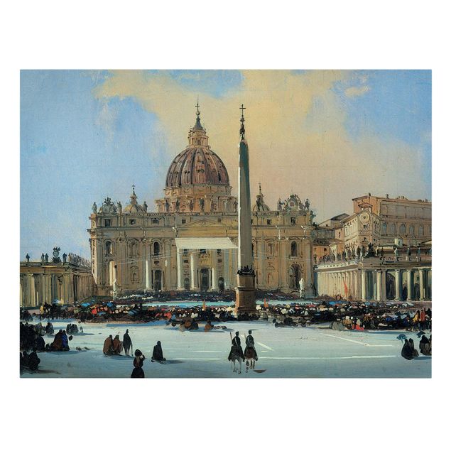 Billeder på lærred arkitektur og skyline Ippolito Caffi - Pope Blessing In St. Peter'S Square In Rome