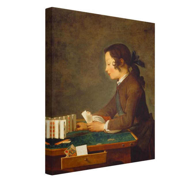 Billeder barok Jean-Baptiste Siméon Chardin - Young Girl (young Boy?) builds a House of Cards