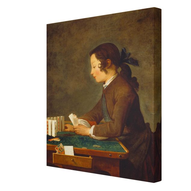 Billeder kunsttryk Jean-Baptiste Siméon Chardin - Young Girl (young Boy?) builds a House of Cards