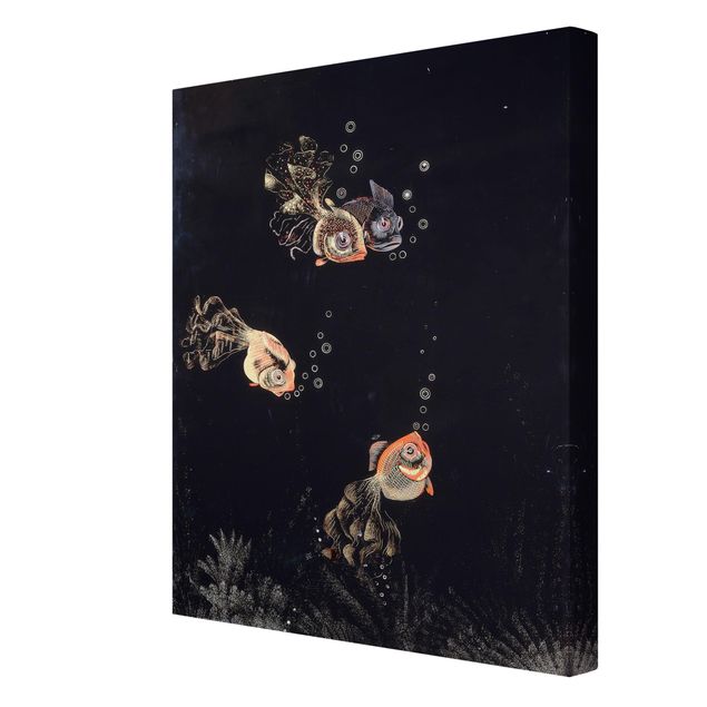 Billeder kunsttryk Jean Dunand - Underwater Scene with red and golden Fish, Bubbles