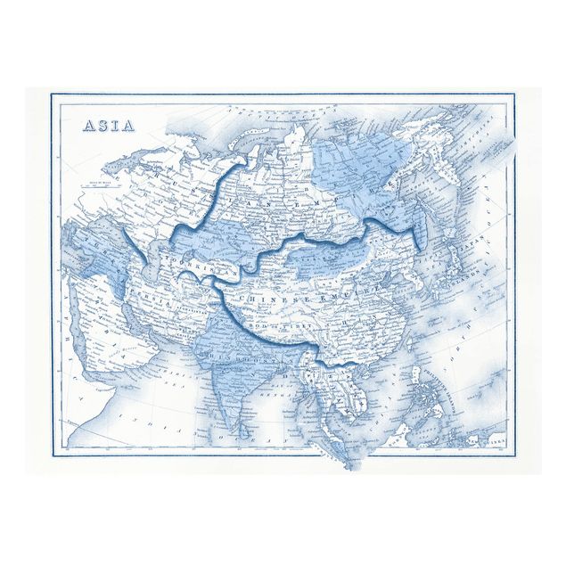 Billeder blå Map In Blue Tones - Asia