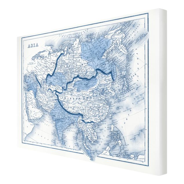 Billeder Map In Blue Tones - Asia