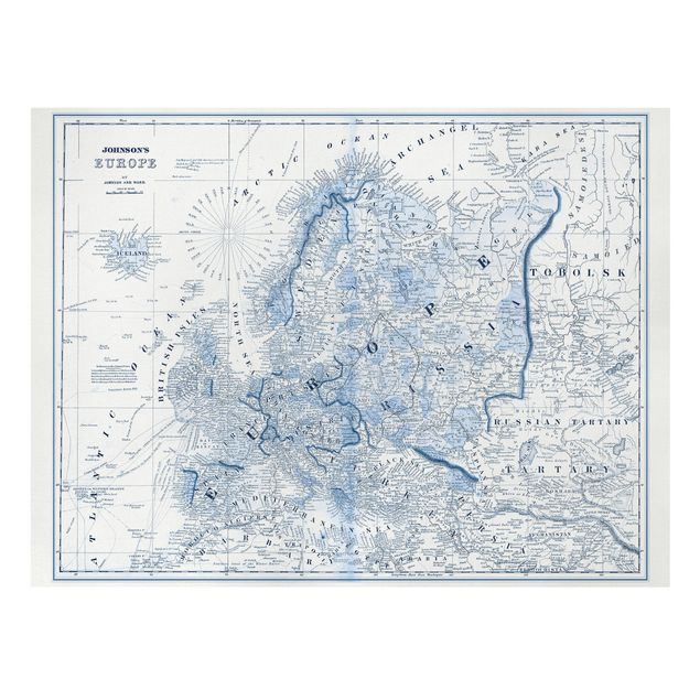 Billeder blå Map In Blue Tones - Europe