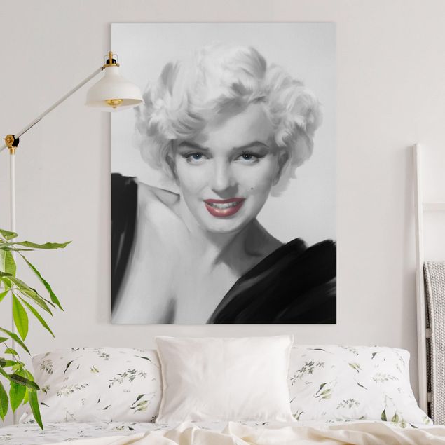 Billeder på lærred sort og hvid Marilyn On Sofa