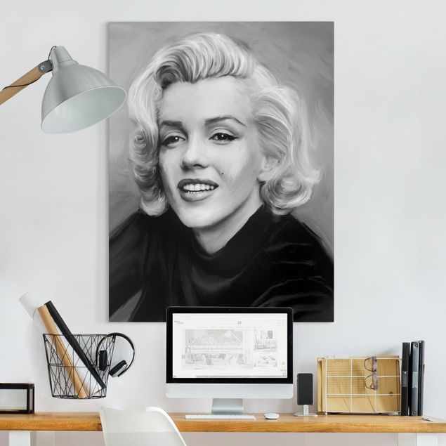 Billeder på lærred sort og hvid Marilyn In Private