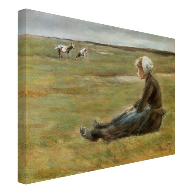 Billeder på lærred kunsttryk Max Liebermann - Goat Herdess In Sand Dunes